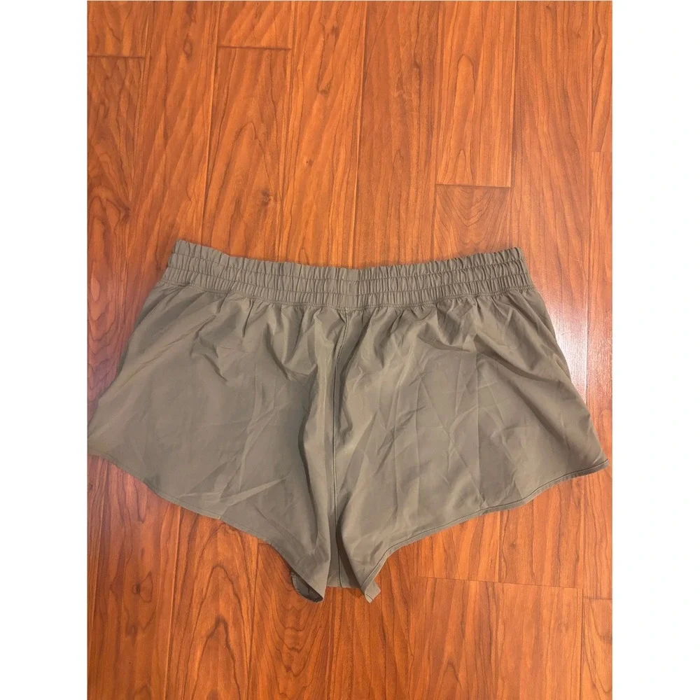 NWT Aerie Athletic Shorts Women XL Olive Green Built in Liner Elastic Waist